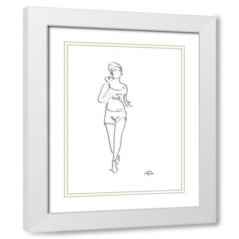 Runner White Modern Wood Framed Art Print with Double Matting by Mahdavi, Gholam Reza
