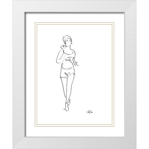 Runner White Modern Wood Framed Art Print with Double Matting by Mahdavi, Gholam Reza