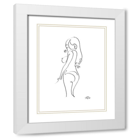 Naked II White Modern Wood Framed Art Print with Double Matting by Mahdavi, Gholam Reza