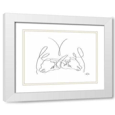 Bulls White Modern Wood Framed Art Print with Double Matting by Mahdavi, Gholam Reza