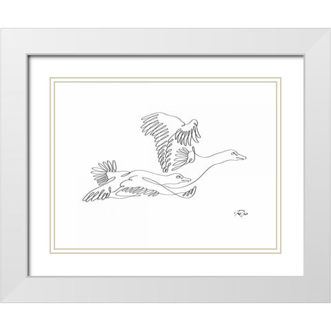 Geese White Modern Wood Framed Art Print with Double Matting by Mahdavi, Gholam Reza
