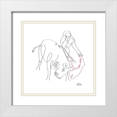 Matador 01 White Modern Wood Framed Art Print with Double Matting by Mahdavi, Gholam Reza