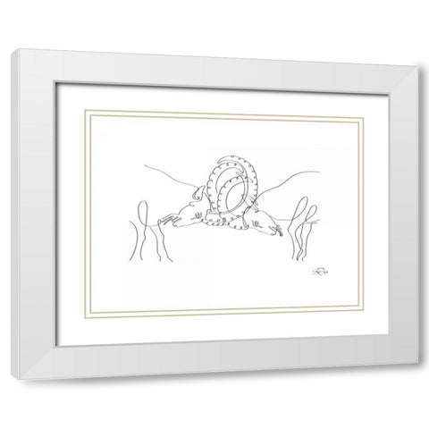 Capricorn White Modern Wood Framed Art Print with Double Matting by Mahdavi, Gholam Reza