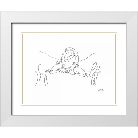 Capricorn White Modern Wood Framed Art Print with Double Matting by Mahdavi, Gholam Reza