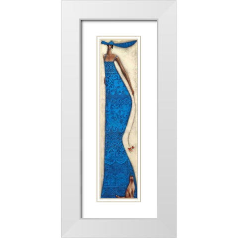 Lady in blue White Modern Wood Framed Art Print with Double Matting by Tsantekidou, Rose
