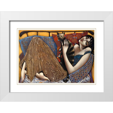 Play White Modern Wood Framed Art Print with Double Matting by Tsantekidou, Rose