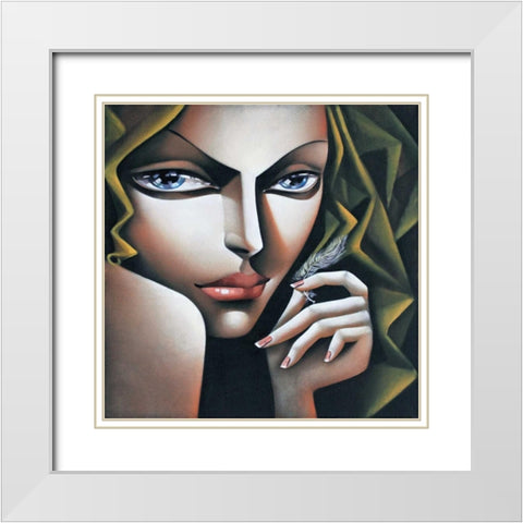 Flaum White Modern Wood Framed Art Print with Double Matting by Tsantekidou, Rose