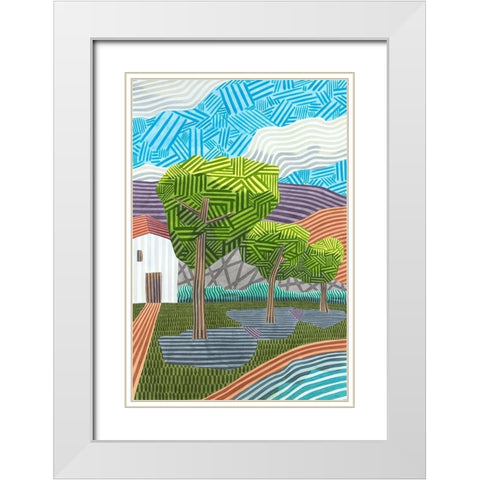 Paisaje con tres arboles White Modern Wood Framed Art Print with Double Matting by Ortas, Javier