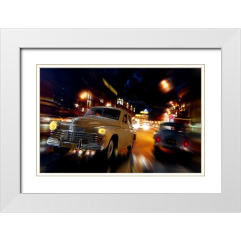 Cars in action - Pobeda M20 White Modern Wood Framed Art Print with Double Matting by Debionne, Jean-Loup