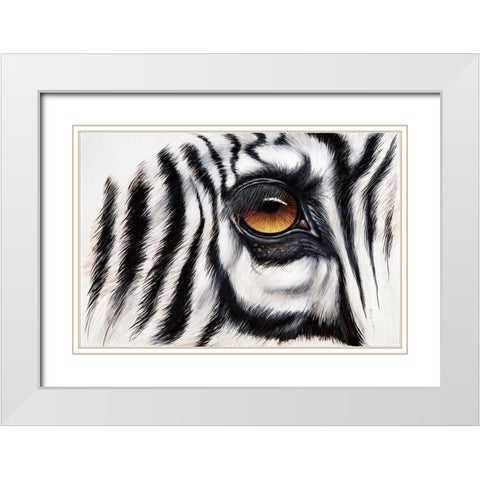Zebra Augenblick White Modern Wood Framed Art Print with Double Matting by Plath, Jutta