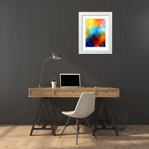 blue center White Modern Wood Framed Art Print with Double Matting by Lorenz, Peter