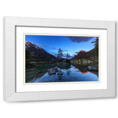Morgens am Hintersee White Modern Wood Framed Art Print with Double Matting by Scholz, Markus