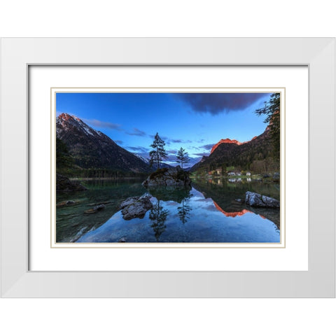 Morgens am Hintersee White Modern Wood Framed Art Print with Double Matting by Scholz, Markus