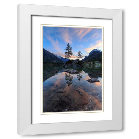 Abend am Hintersee White Modern Wood Framed Art Print with Double Matting by Scholz, Markus