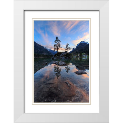 Abend am Hintersee White Modern Wood Framed Art Print with Double Matting by Scholz, Markus
