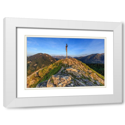 Abend am Kofel White Modern Wood Framed Art Print with Double Matting by Scholz, Markus