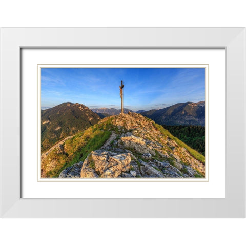 Abend am Kofel White Modern Wood Framed Art Print with Double Matting by Scholz, Markus