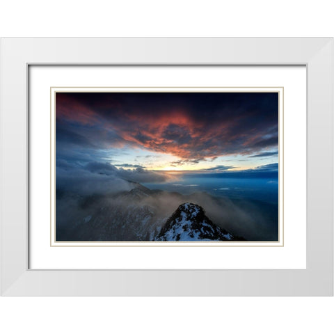 Sonnenuntergang am Herzogstand White Modern Wood Framed Art Print with Double Matting by Scholz, Markus