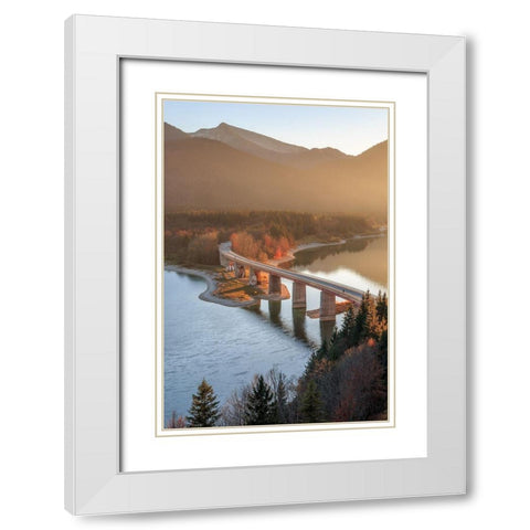 Sylvensteinspeicher im Herbst White Modern Wood Framed Art Print with Double Matting by Scholz, Markus