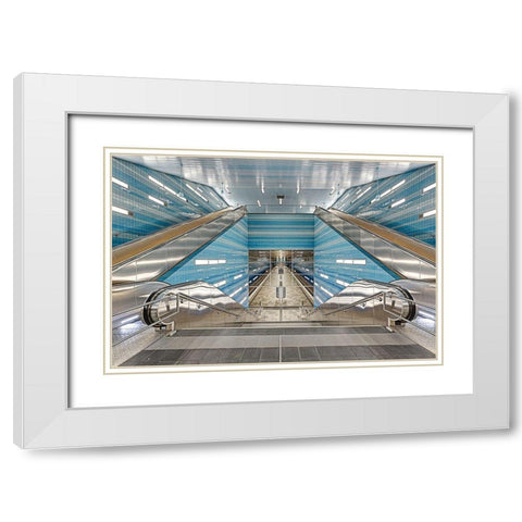 Ãœberseequartier No. 1 White Modern Wood Framed Art Print with Double Matting by Belhadi, Michael