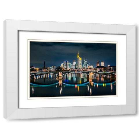 Frankfurt - Skyline White Modern Wood Framed Art Print with Double Matting by Abid, Michael