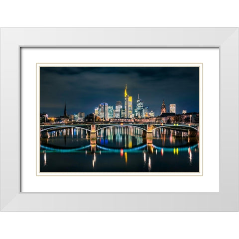 Frankfurt - Skyline White Modern Wood Framed Art Print with Double Matting by Abid, Michael