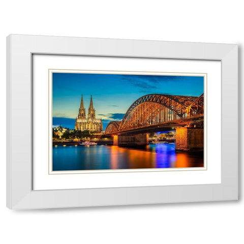 KÃ¶ln - Dom Sunset White Modern Wood Framed Art Print with Double Matting by Abid, Michael