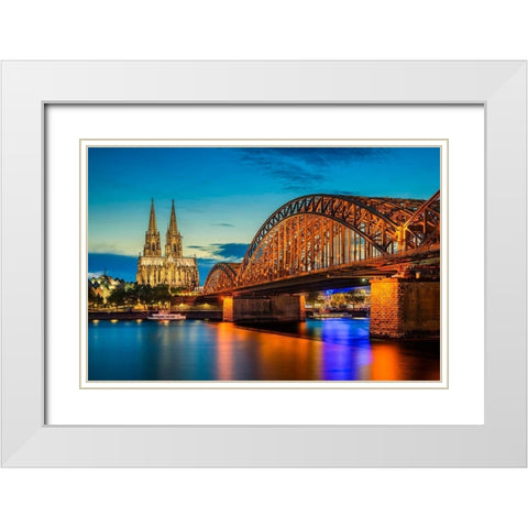 KÃ¶ln - Dom Sunset White Modern Wood Framed Art Print with Double Matting by Abid, Michael