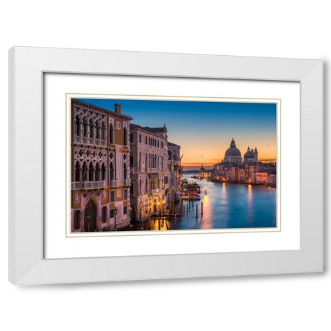 Sunrise at the Grand Canal White Modern Wood Framed Art Print with Double Matting by Abid, Michael