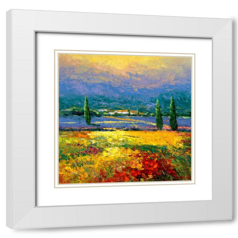Provene II White Modern Wood Framed Art Print with Double Matting by Madjid