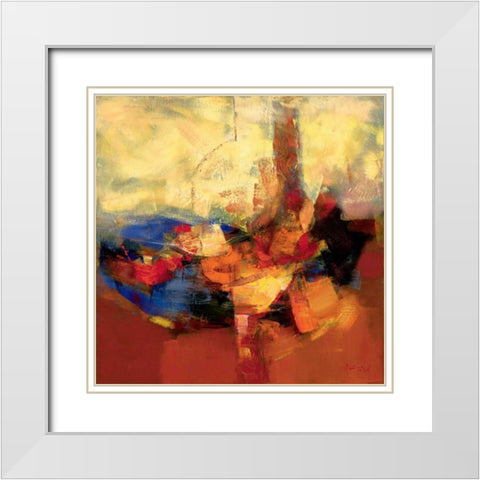 Coloring I White Modern Wood Framed Art Print with Double Matting by Madjid