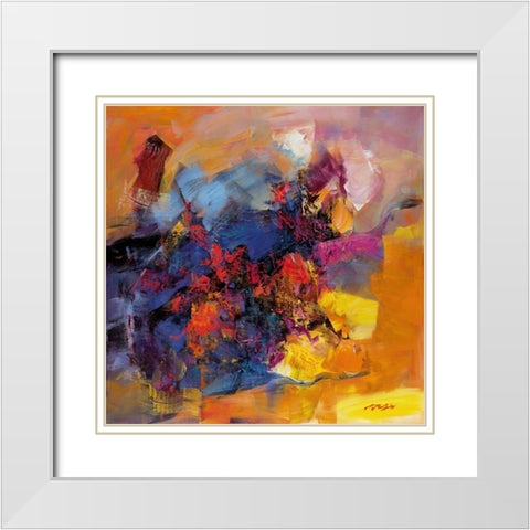 Coloring III White Modern Wood Framed Art Print with Double Matting by Madjid
