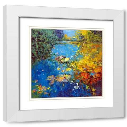 Idyll I White Modern Wood Framed Art Print with Double Matting by Madjid