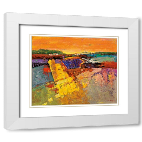 Lavendelfeld White Modern Wood Framed Art Print with Double Matting by Madjid