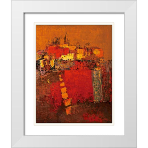 Squares White Modern Wood Framed Art Print with Double Matting by Madjid