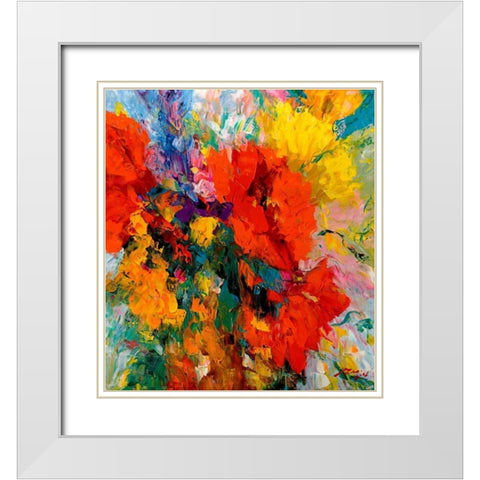 Blumenfreude II White Modern Wood Framed Art Print with Double Matting by Madjid