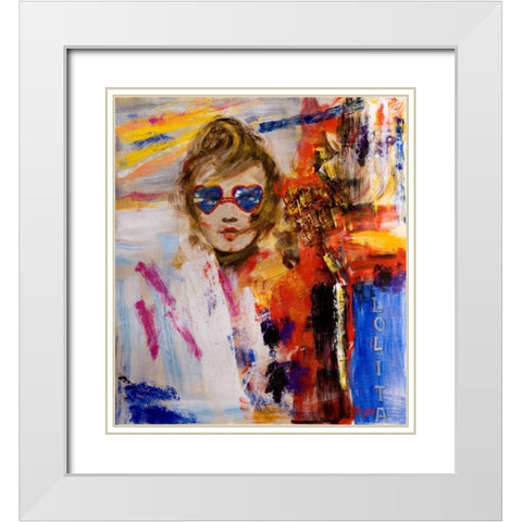 Lolita White Modern Wood Framed Art Print with Double Matting by Madjid