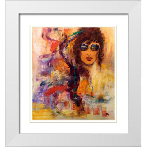 Tiffany White Modern Wood Framed Art Print with Double Matting by Madjid