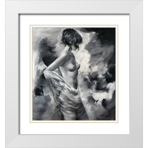 Loveliness I White Modern Wood Framed Art Print with Double Matting by Madjid