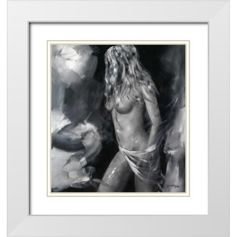 Loveliness II White Modern Wood Framed Art Print with Double Matting by Madjid