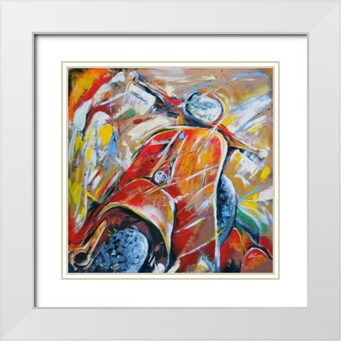 Vespa II White Modern Wood Framed Art Print with Double Matting by Colle, Pasquale