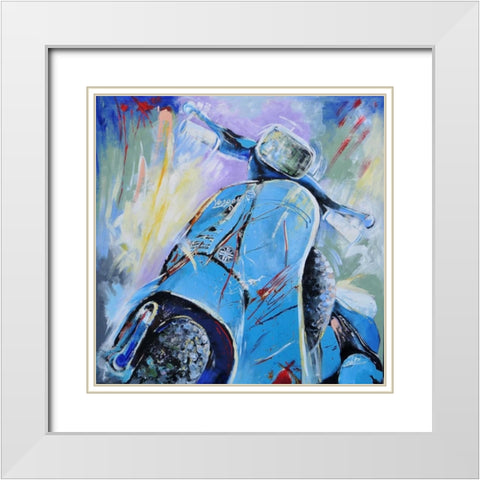 Vespa III White Modern Wood Framed Art Print with Double Matting by Colle, Pasquale