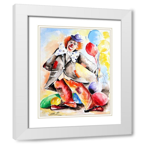 Clown II White Modern Wood Framed Art Print with Double Matting by Colle, Pasquale