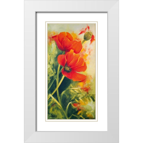 Mohnbluten I White Modern Wood Framed Art Print with Double Matting by Ruther, Petra