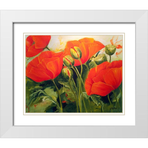 Mohnbluten III White Modern Wood Framed Art Print with Double Matting by Ruther, Petra