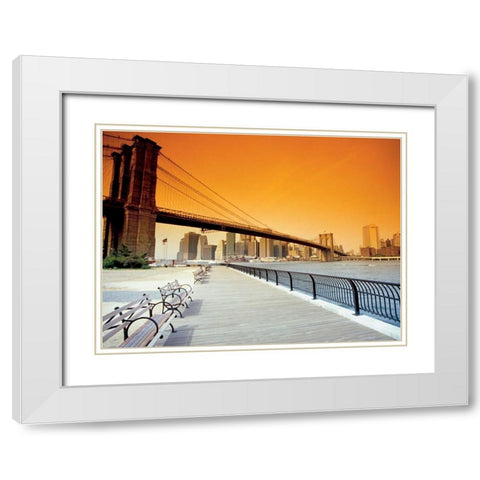 Manhattans exit White Modern Wood Framed Art Print with Double Matting by Reis, Thomas