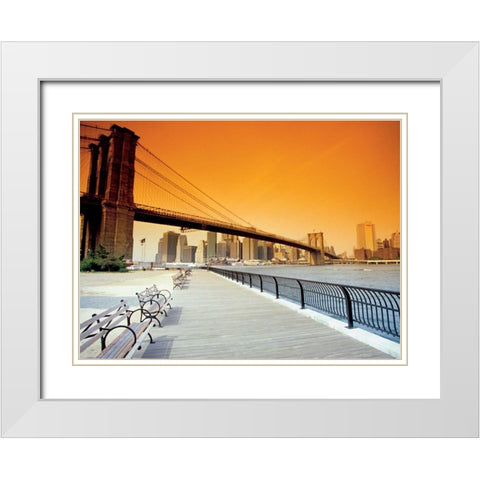 Manhattans exit White Modern Wood Framed Art Print with Double Matting by Reis, Thomas