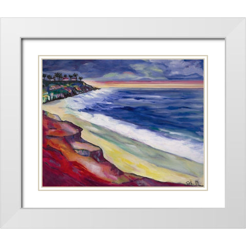 Sunset at La Jolla White Modern Wood Framed Art Print with Double Matting by Montel, SÃ©bastien
