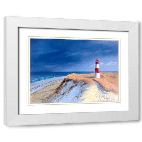 Leutturm bei List-Sylt White Modern Wood Framed Art Print with Double Matting by Schneider, Sigur