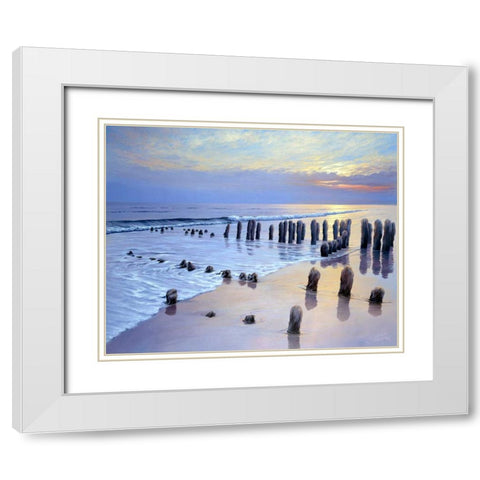Sunset at Ostsee coast I White Modern Wood Framed Art Print with Double Matting by Schneider, Sigur